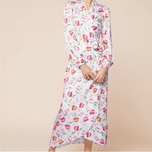 byTiMo Tulips Floral Shiny Wrap Maxi Dress